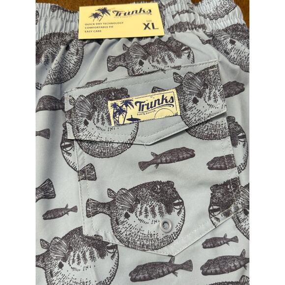 New TRUNKS Surf & Swim Co Puffer Fish Swim Trunks Shorts Blue Mens XL MSRP $58 - Picture 4 of 4